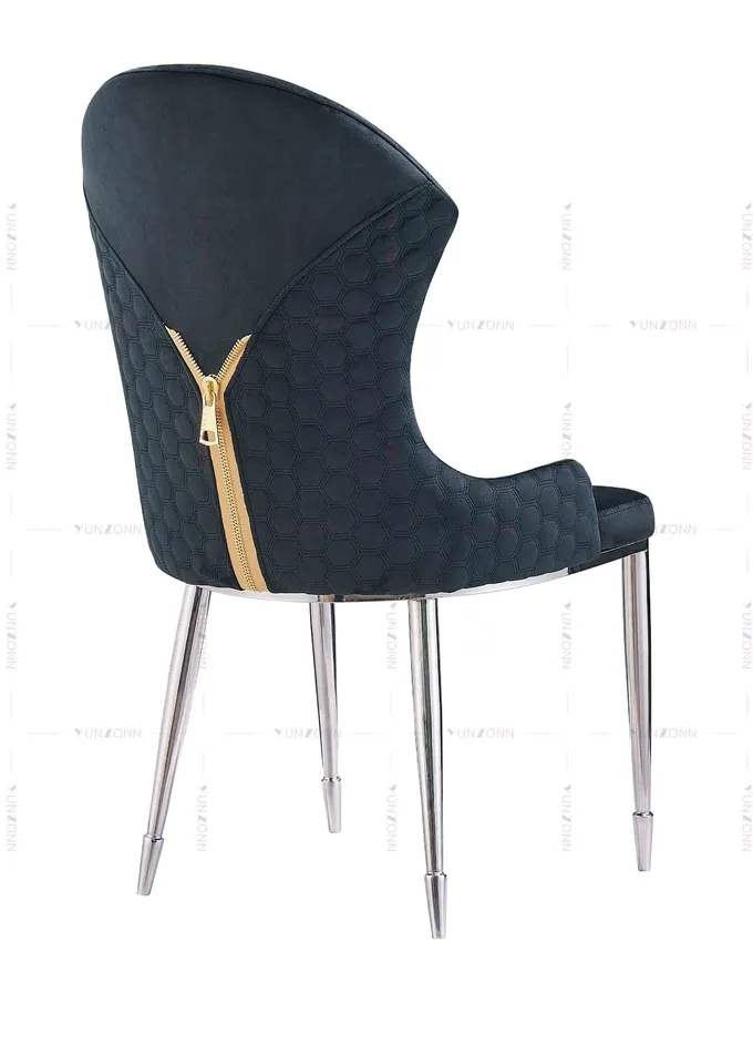 YUNZONN Luxury Fabric Design Stainless Steel Legs Dining Chair 2