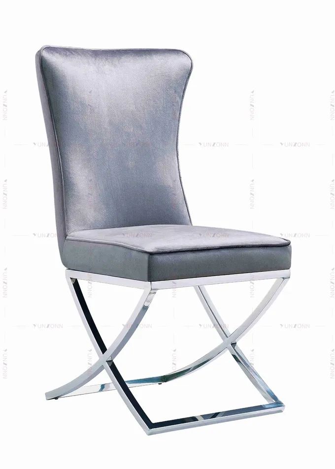 YUNZONN Luxury Fabric Design Stainless Steel Legs Dining Chair 1