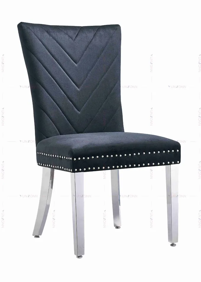 YUNZONN Luxury Fabric Design Stainless Steel Legs Dining Chair 0