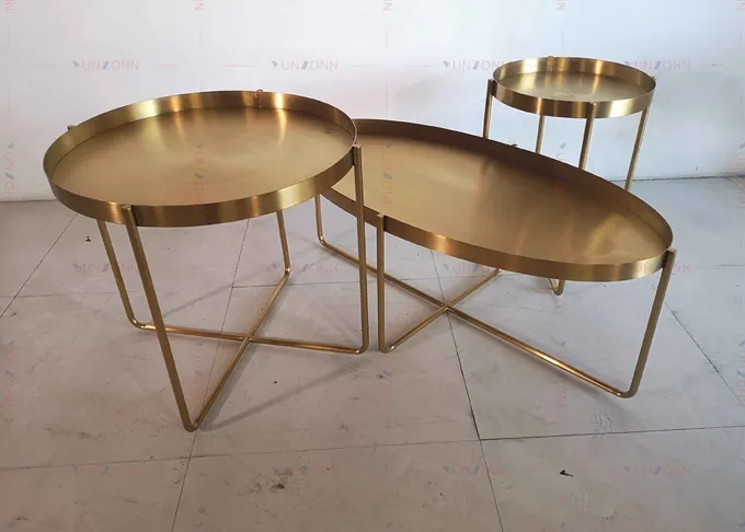 Golden Metal Side Tea Table Coffee Table D60xH50cm 201 Stainless steel 0