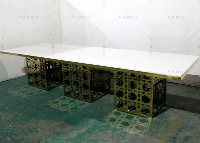 Modern Luxury Big Heavy Duty Banquet Style Dining Table MDF OEM 4000X1200X750mm 2