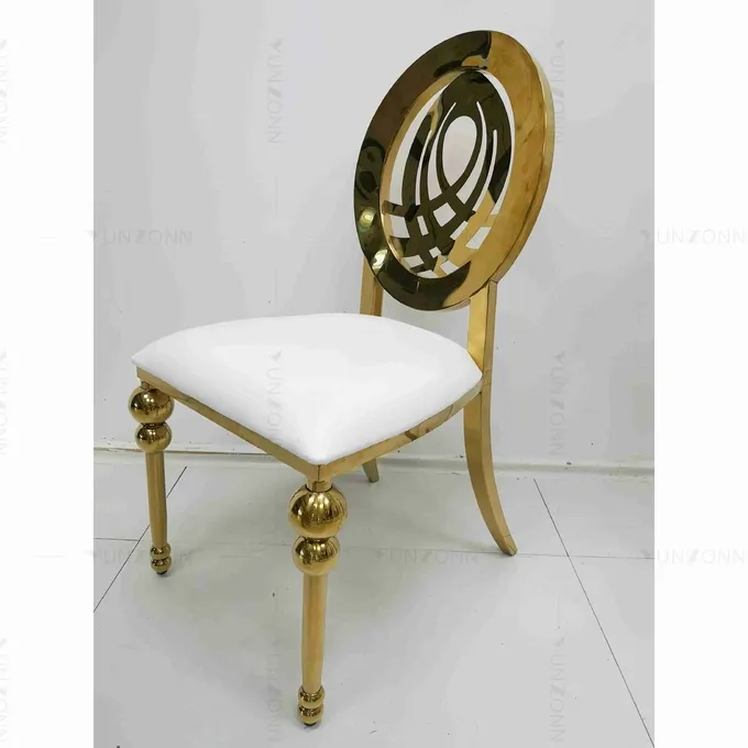 Classic Stackable Wedding Banquet Chair Stainless Steel Leather Wedding Chair 1