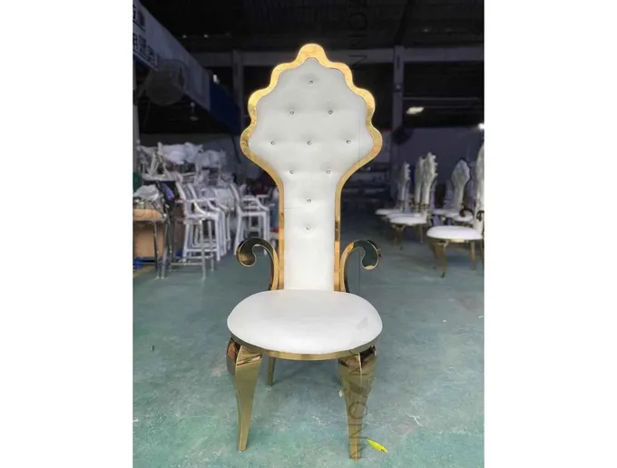 Magnificent Furnishings White Bridal Chair Wedding Banquet Chair High Back Stainless Steel 0