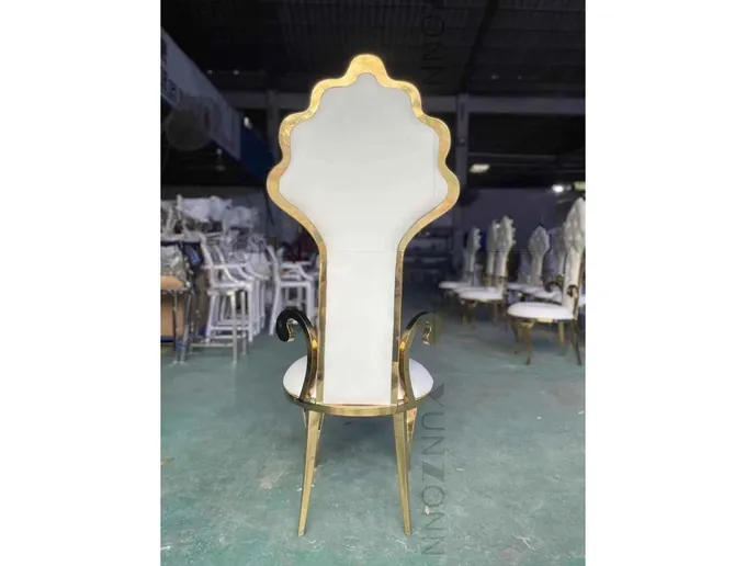 Magnificent Furnishings White Bridal Chair Wedding Banquet Chair High Back Stainless Steel 1