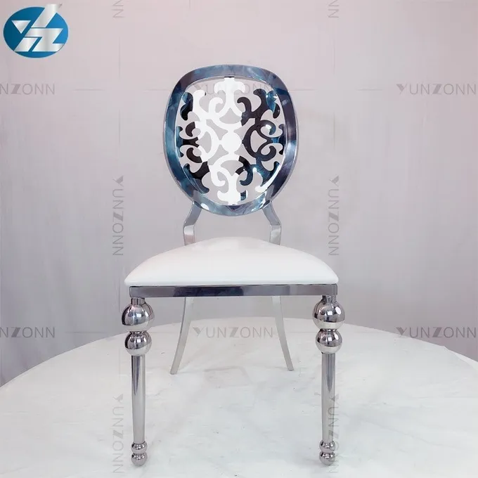 Artistic dining chair round back with flower design disassembly style stainless steel 1