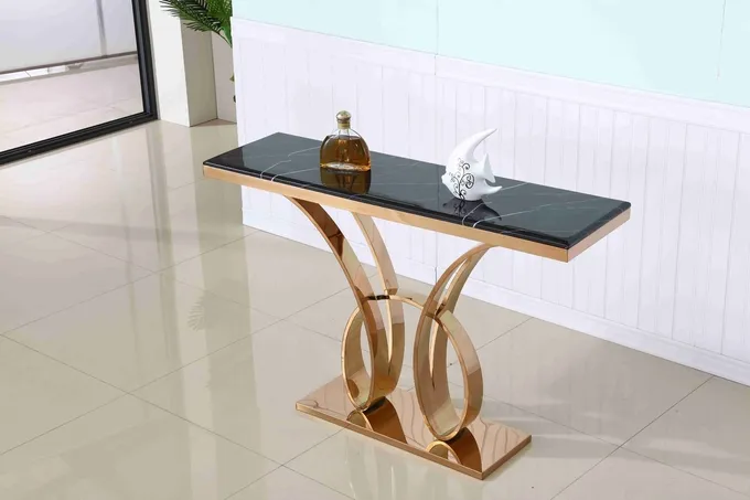 Luxury Marble Top Stainless Steel Base Hallway Corner Living Room Console Table Decorative 4