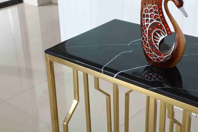 Luxury Marble Top Stainless Steel Base Hallway Corner Living Room Console Table Decorative 3