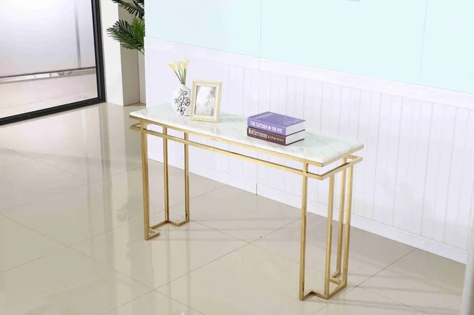 Luxury Marble Top Stainless Steel Base Hallway Corner Living Room Console Table Decorative 5