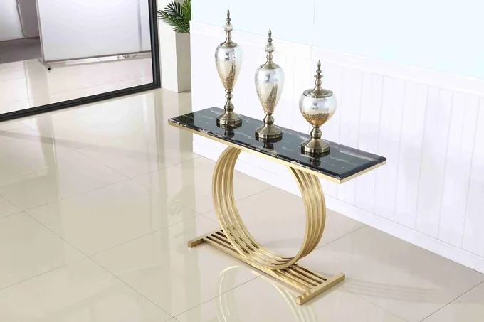 Luxury Marble Top Stainless Steel Base Hallway Corner Living Room Console Table Decorative 7