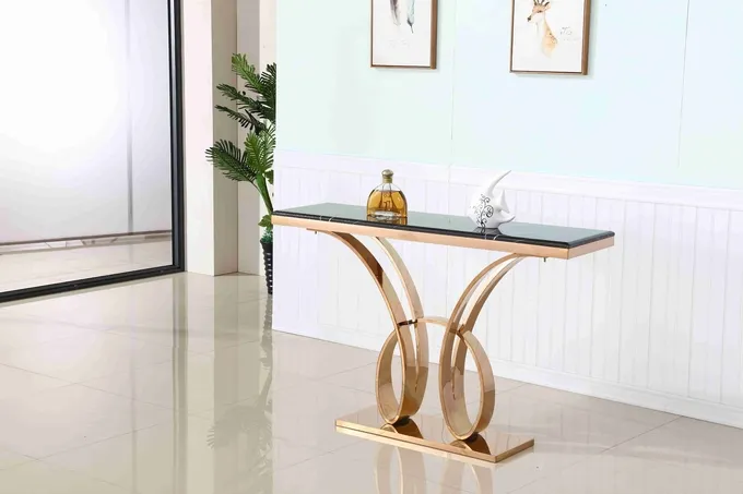 Luxury Marble Top Stainless Steel Base Hallway Corner Living Room Console Table Decorative 1