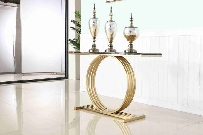 Luxury Marble Top Stainless Steel Base Hallway Corner Living Room Console Table Decorative 2