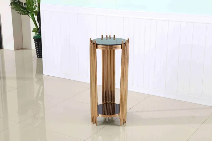 Modern Side End Table 3 Sets Wine Rack Cabinet With Gold Stainless Steel Base Flower Stand 8