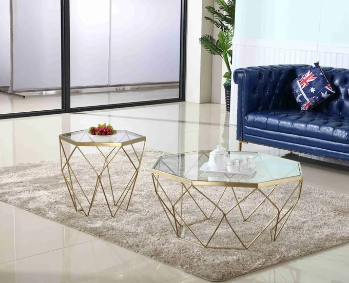 Stainless Steel Modern Glass Coffee Tables Stylish Tea Table Living Packing Pearl Room 9