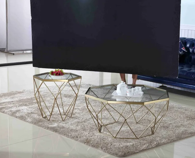 Stainless Steel Modern Glass Coffee Tables Stylish Tea Table Living Packing Pearl Room 10