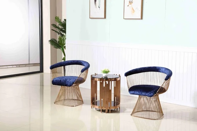 Leisure Garden Hotel Reception Chairs Metal Base Accent Chair Living Room Stainless Steel Frame 0