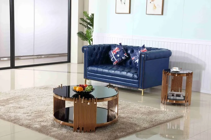 Modern Luxury Stylish Tea Table Gold Round Coffee Table Set Living Room Furniture 1