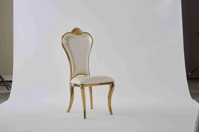 High Back Golden Bride And Groom Chair Elegant Wedding Banquet Chair 5