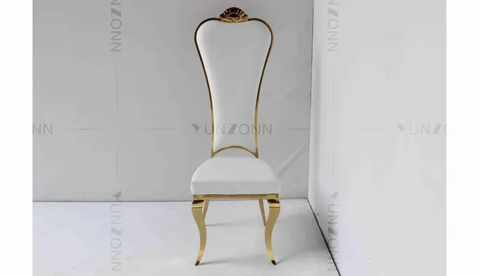 High Back Golden Bride And Groom Chair Elegant Wedding Banquet Chair 2