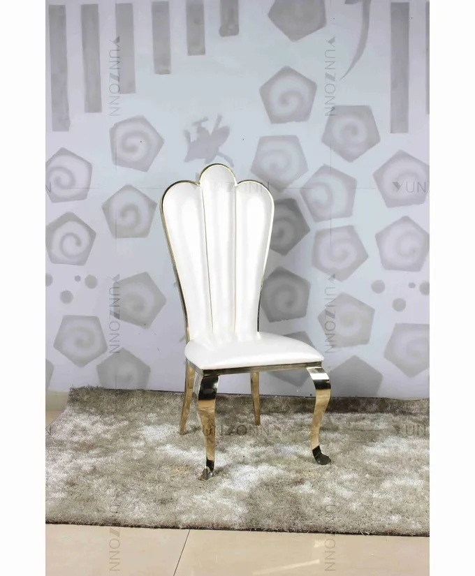 White PU wholesale banquet chairs wedding stainless steel gold chair 1