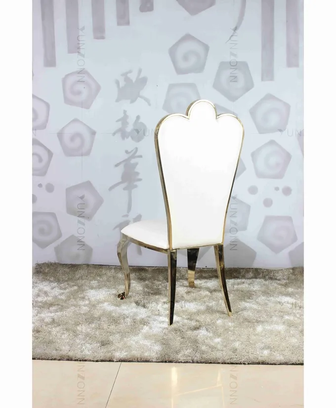 White PU wholesale banquet chairs wedding stainless steel gold chair 3