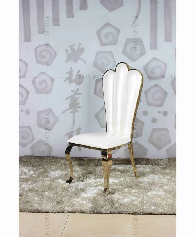 White PU wholesale banquet chairs wedding stainless steel gold chair 4