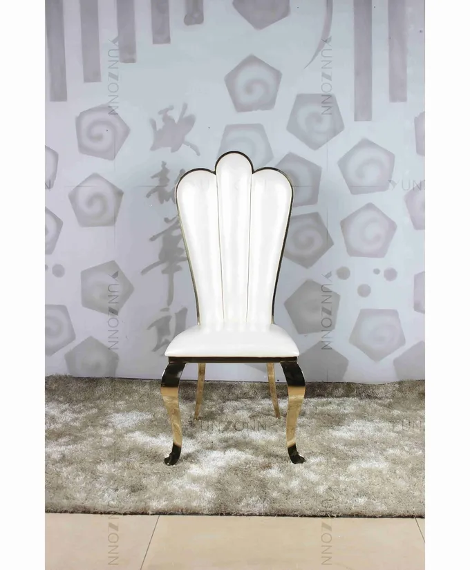 White PU wholesale banquet chairs wedding stainless steel gold chair 5