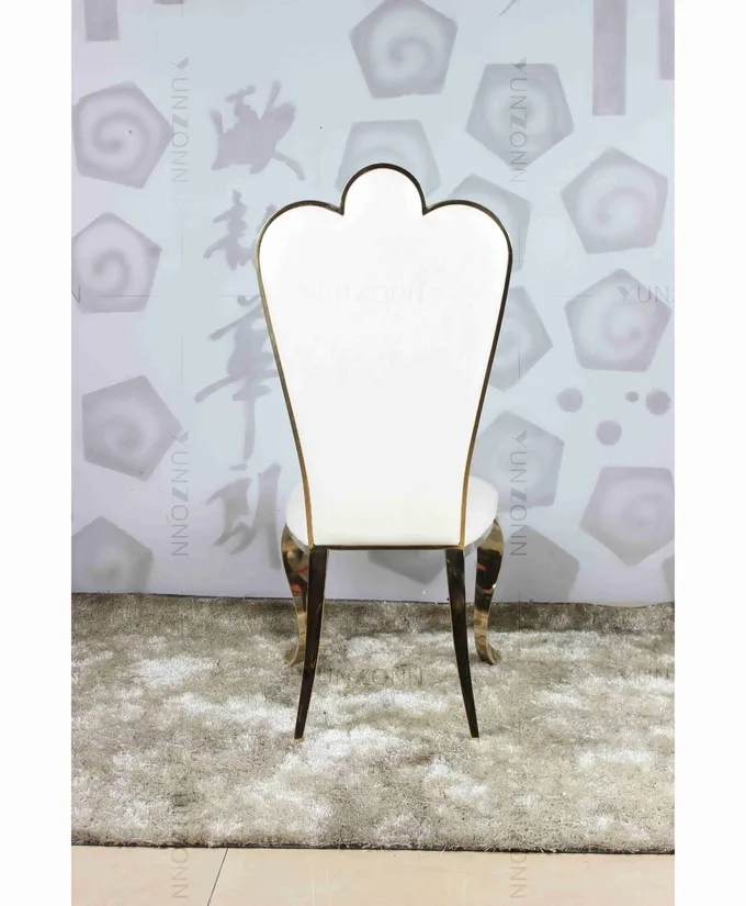 White PU wholesale banquet chairs wedding stainless steel gold chair 6