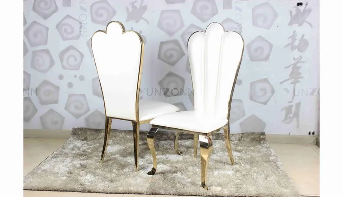 White PU wholesale banquet chairs wedding stainless steel gold chair 7