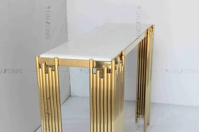 Tubular Modern White And Gold Console Table Wall Cabinet Shelf Luxury Furniture 2