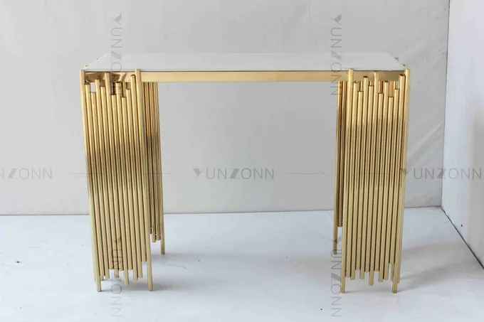 Tubular Modern White And Gold Console Table Wall Cabinet Shelf Luxury Furniture 0