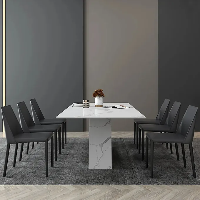 Modern Light Luxury Sintered Stone Multifunctional Dining Table Chair Simple Rectangular Small Family 6