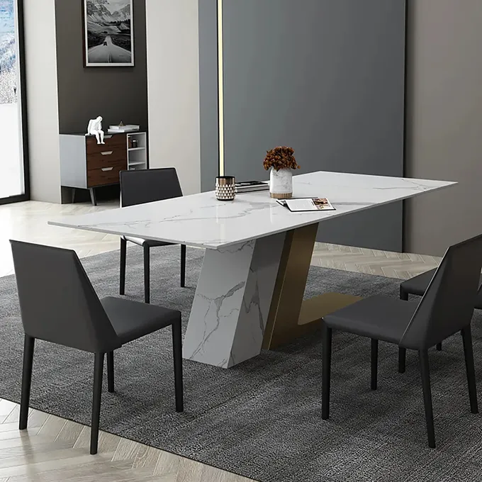 Modern Light Luxury Sintered Stone Multifunctional Dining Table Chair Simple Rectangular Small Family 0