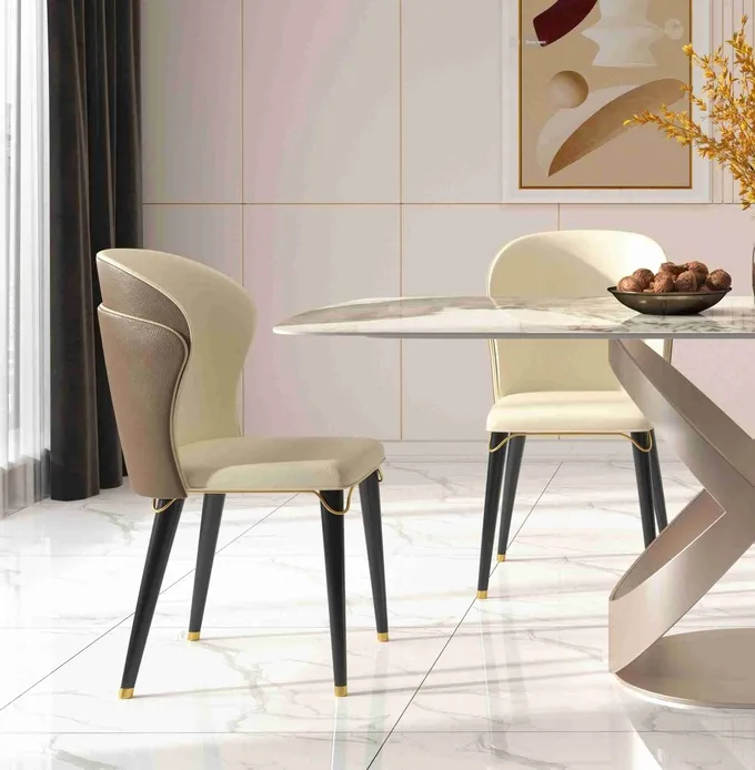 Luxury Contemporary Dining Table Chair Sets With X Stainless Teel Base 7