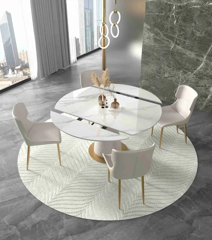 Telescopic Revolving Round Folding Rectangular Dining Table 8 seats For Apartment Hotel 2