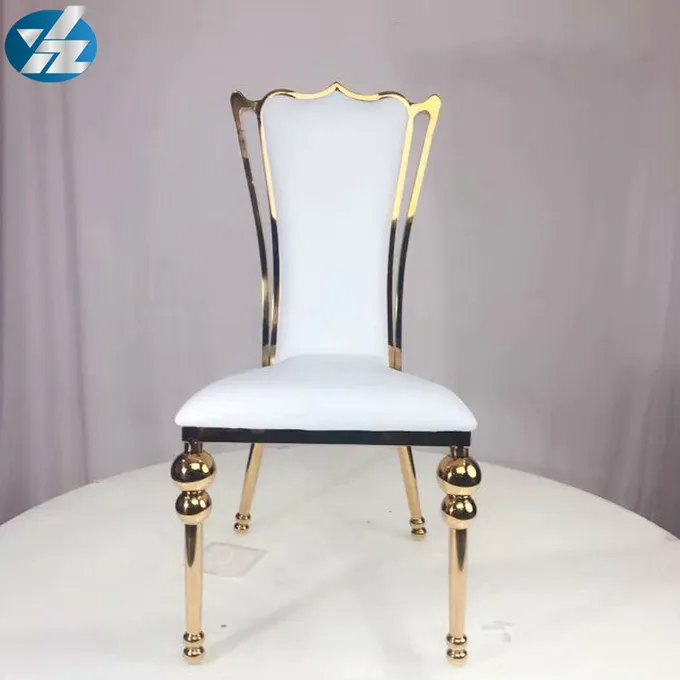 White Black Royal Crown Chair Wedding Banquet Chair Stainless Steel Gold Round Chair Legs 1