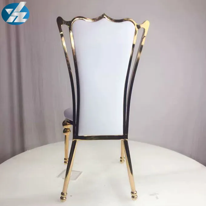 White Black Royal Crown Chair Wedding Banquet Chair Stainless Steel Gold Round Chair Legs 2