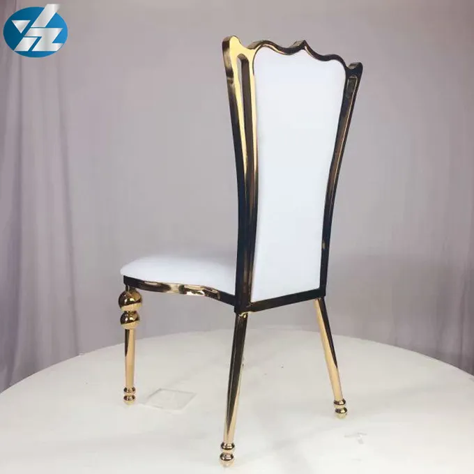 White Black Royal Crown Chair Wedding Banquet Chair Stainless Steel Gold Round Chair Legs 5