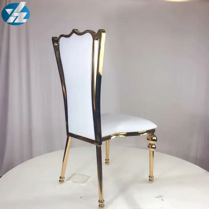 White Black Royal Crown Chair Wedding Banquet Chair Stainless Steel Gold Round Chair Legs 8