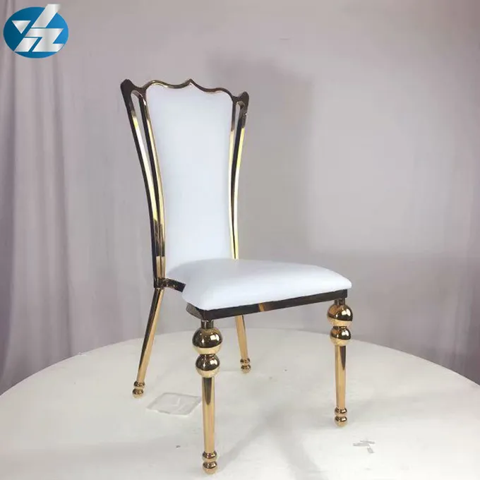 White Black Royal Crown Chair Wedding Banquet Chair Stainless Steel Gold Round Chair Legs 0