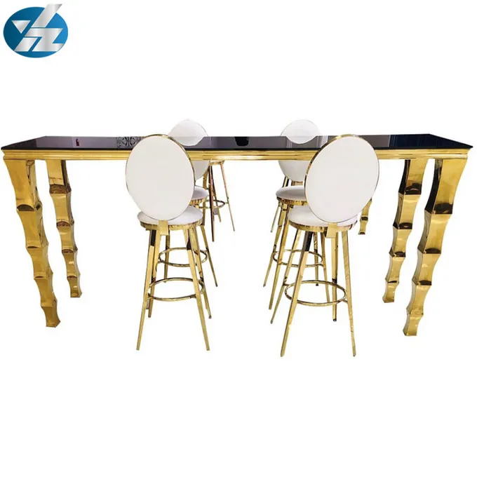 Round Back High Stool Bar Pub Table Chair Set Stainless Steel 0