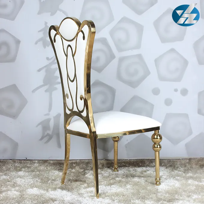 55X60X110 SS Upholstered Dining Chair Gold Plated Hotel Wedding Event Chairs 6