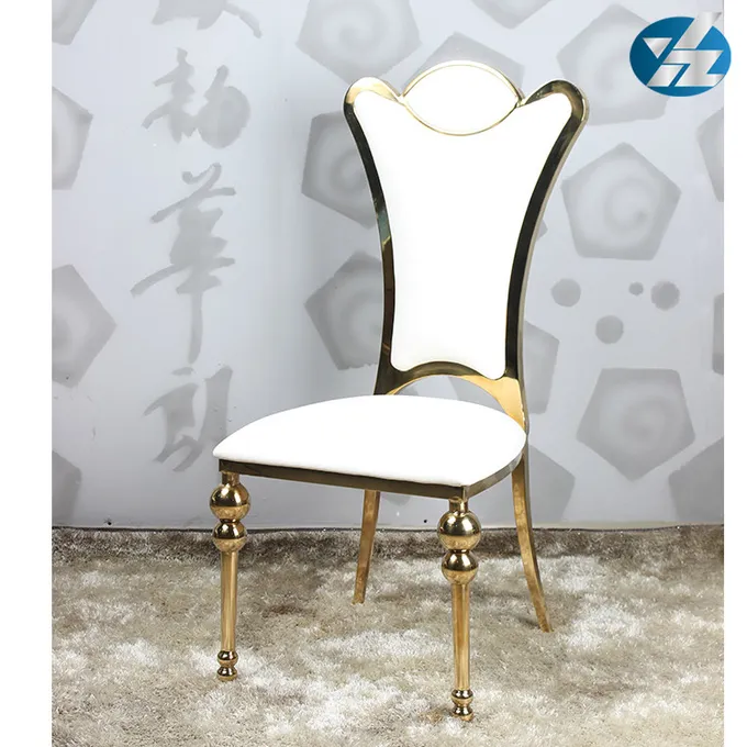 55X60X110 SS Upholstered Dining Chair Gold Plated Hotel Wedding Event Chairs 5