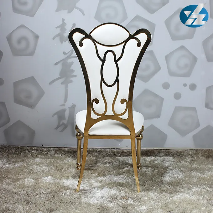 55X60X110 SS Upholstered Dining Chair Gold Plated Hotel Wedding Event Chairs 4