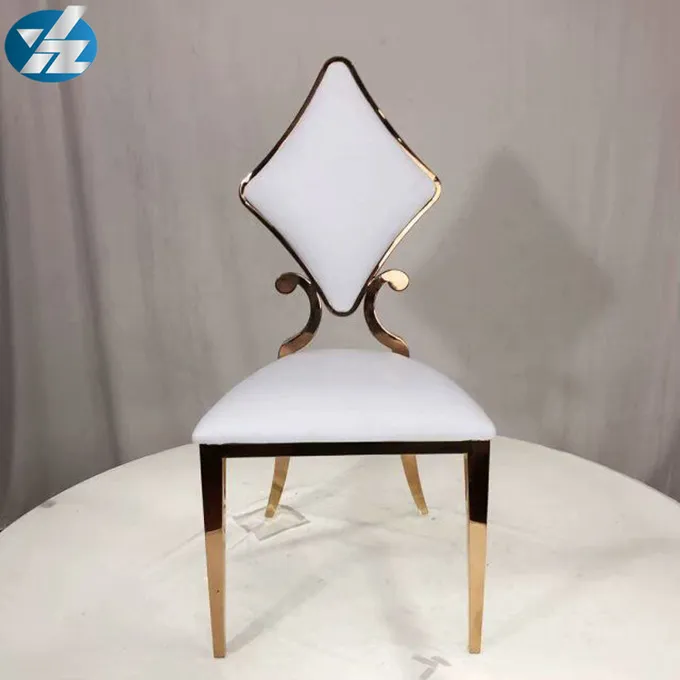 Luxury 50X55X107 SS Diamond Wedding Golden Dining Chair OEM White 2