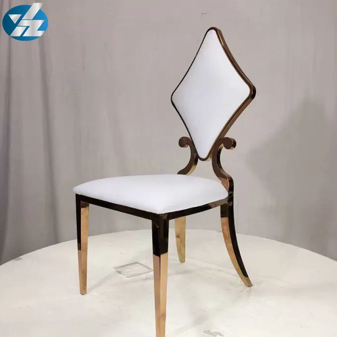 Luxury 50X55X107 SS Diamond Wedding Golden Dining Chair OEM White 1