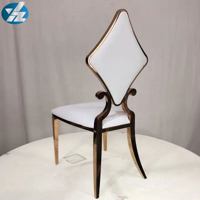 Luxury 50X55X107 SS Diamond Wedding Golden Dining Chair OEM White 0