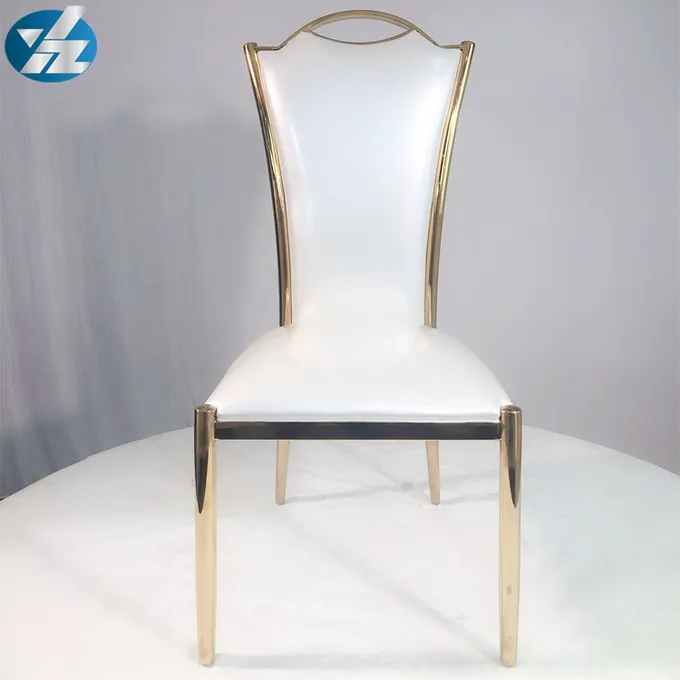 Chrome SS Wedding Banquet Chair Upholstered Gold Dining Room Chair 2