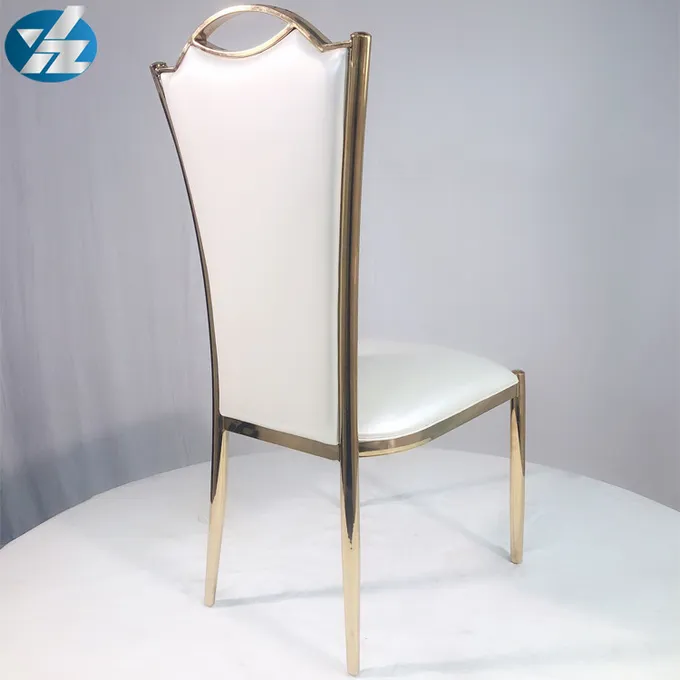 Chrome SS Wedding Banquet Chair Upholstered Gold Dining Room Chair 1