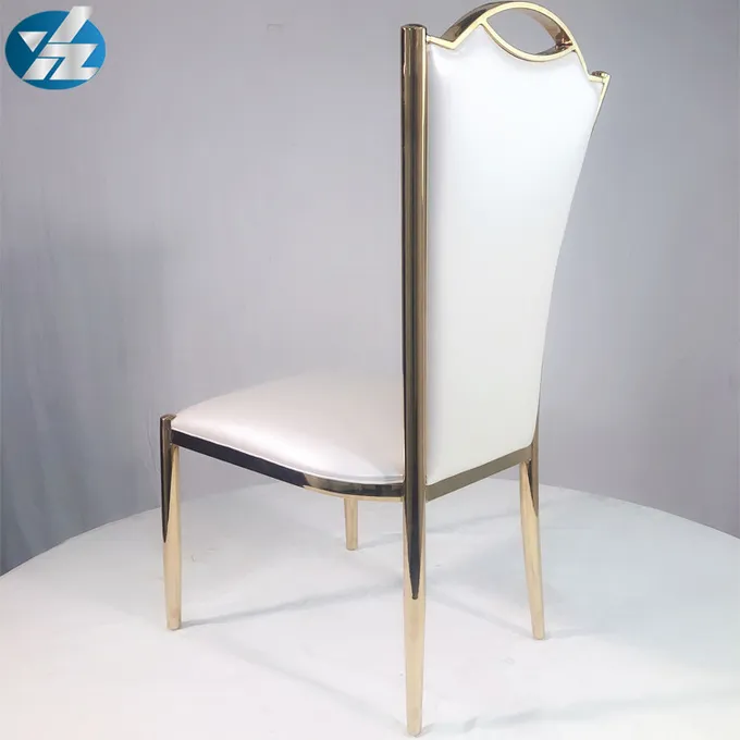 Chrome SS Wedding Banquet Chair Upholstered Gold Dining Room Chair 3