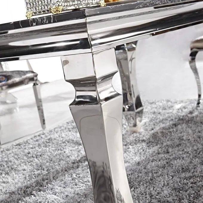 Marble Luxury Modern Dining Tables Prismatic Table Leg 8 Seaters Home Furniture Silver 2